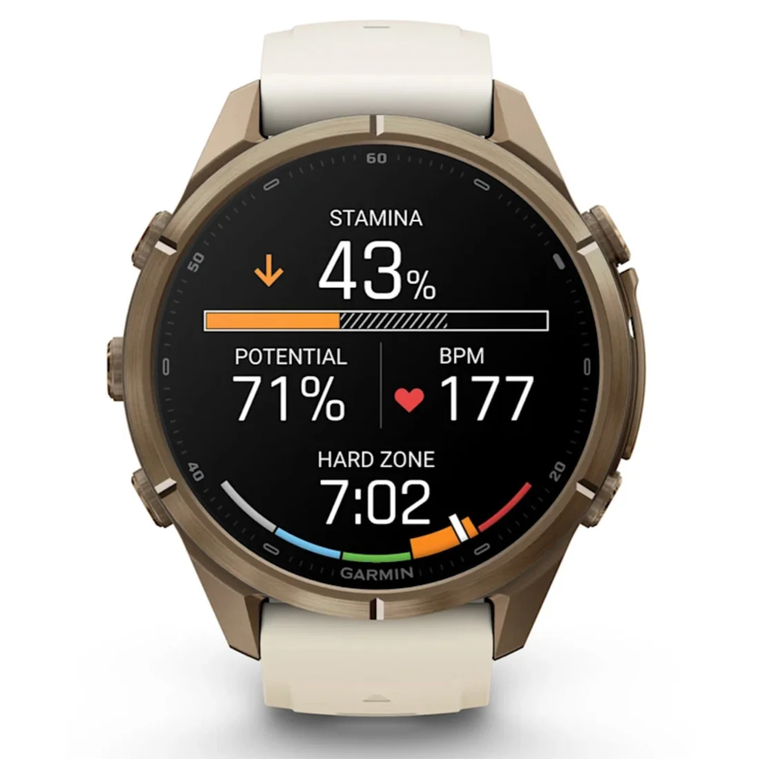 Умные часы Garmin fenix 9 Pro - 43 mm inReach Autumn Gold Titanium with Cream/French Grey Silicone Band (010-04335-21)