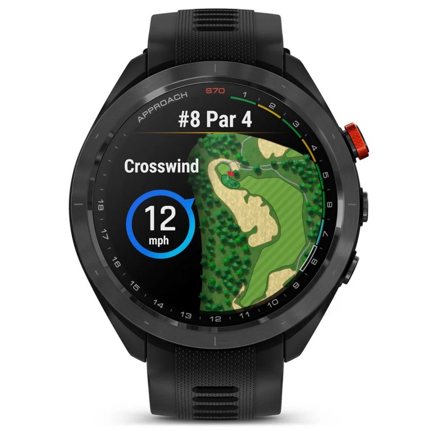 Умные часы Garmin Approach S70 - 47 mm Black Ceramic Bezel with Black Silicone Band (010-02746-12)