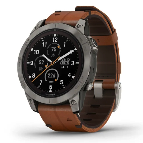 Умные часы Garmin fenix 7 Pro – Sapphire Solar Edition Titanium with Chestnut Leather Band (010-02777-30)