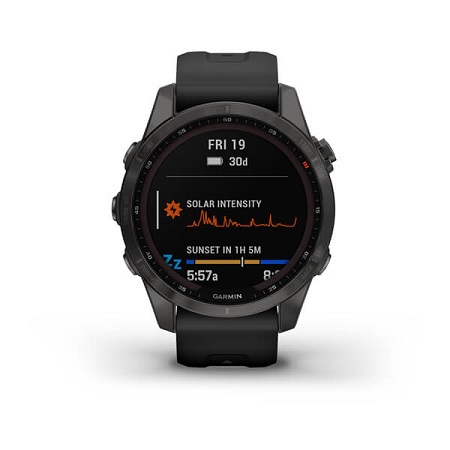 Умные часы Garmin fenix 7S – Sapphire Solar Edition Carbon Grey DLC Titanium with Black Band (010-02539-25)
