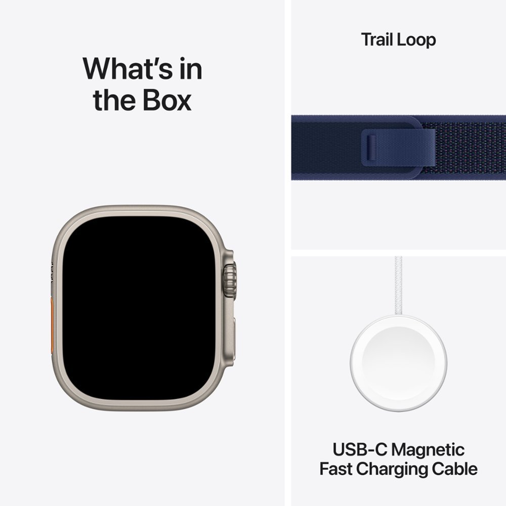 Умные часы Apple Watch Ultra 2 GPS + Cellular, 49mm Natural Titanium Case with Blue Trail Loop - S/M