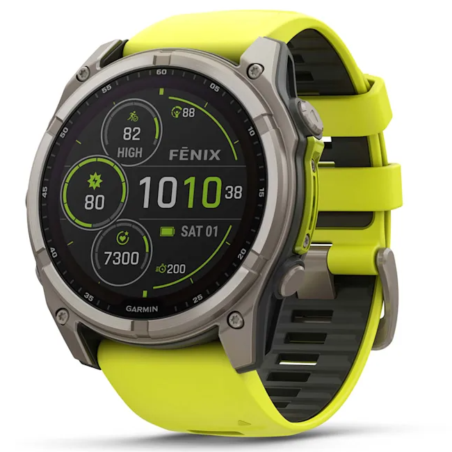 Умные часы Garmin fenix 8 – 51 mm Solar Sapphire titanium with an amp yellow/graphite silicone band (010-02907-21)