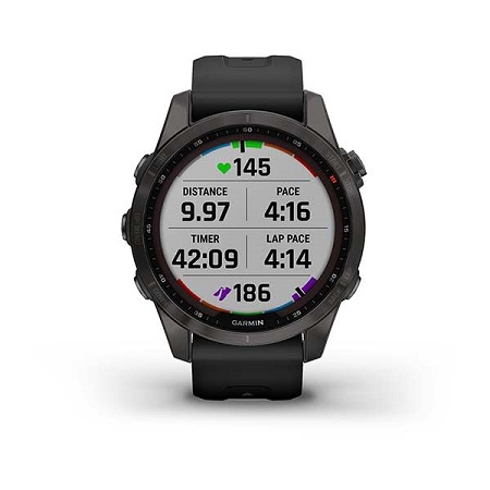Умные часы Garmin fenix 7S – Sapphire Solar Edition Carbon Grey DLC Titanium with Black Band (010-02539-25)
