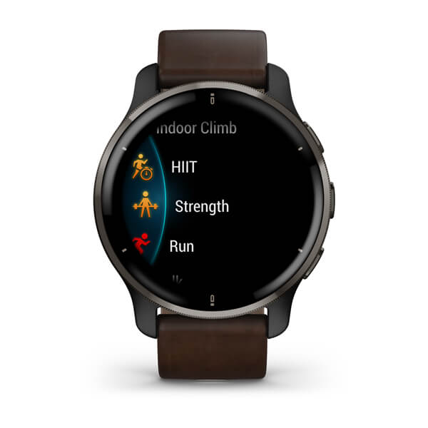 Умные часы Garmin Venu 2 Plus Slate Stainless Steel Bezel With Slate Case And Brown Leather Band (010-02496-15)