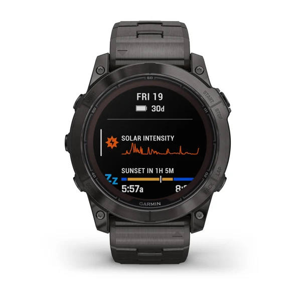 Умные часы Garmin fenix 7X Pro – Sapphire Solar Edition Carbon Gray DLC Titanium with Vented Titanium Bracelet (010-02778-30)