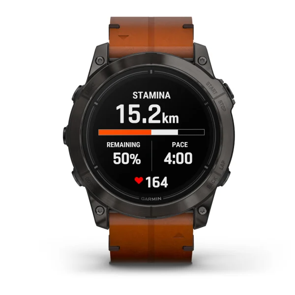 Умные часы Garmin epix Pro (Gen 2) – Sapphire Edition - 51 mm Carbon Grey DLC Titanium with Chestnut Leather Band (010-02804-30)