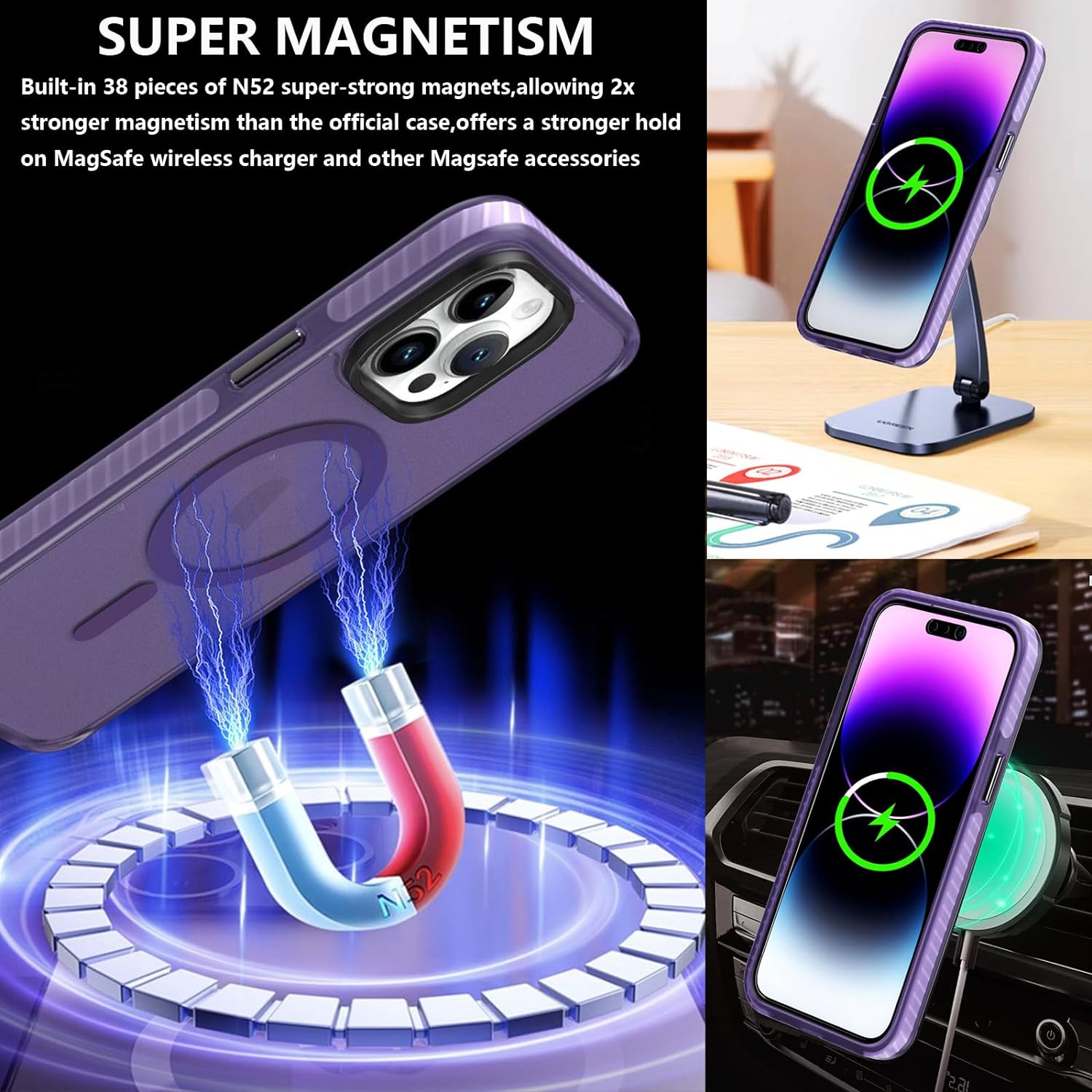 Чехол Gurdini Nano Series with Magsafe Purple для iPhone 15 Pro Max