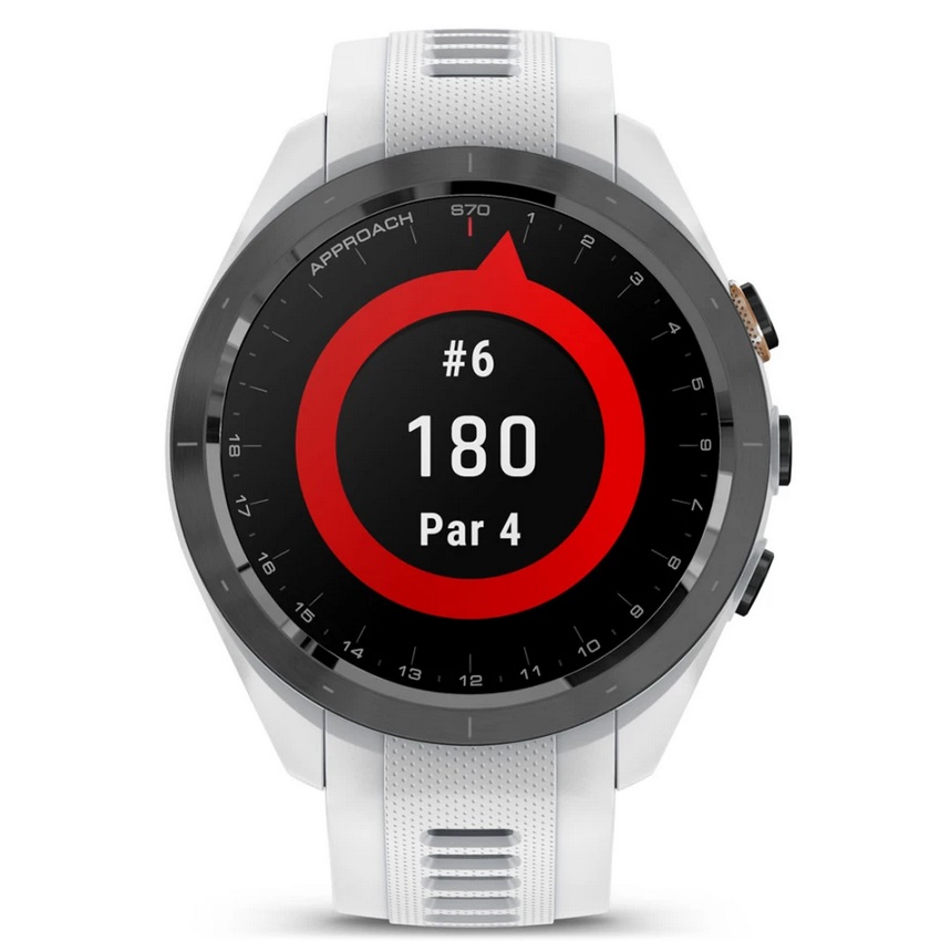 Умные часы Garmin Approach S70 – 42 mm Black Ceramic Bezel with White Silicone Band (010-02746-10)