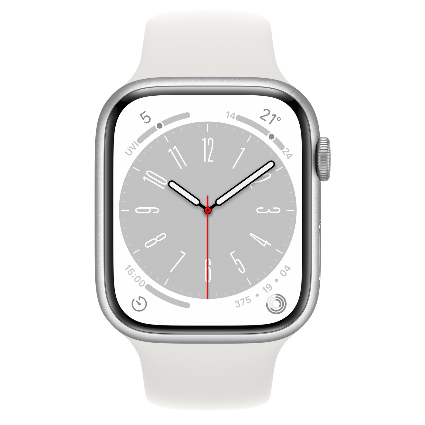 Умные часы Apple Watch Series 8 45 мм Aluminium Case, Silver/White M/L Sport Band