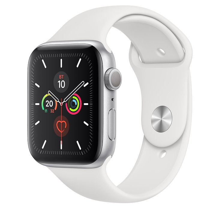 Часы Apple Watch Series 5 GPS 44mm Aluminum Case with Sport Band (MWVD2) (Silver Aluminium Case with White Sport Band)
