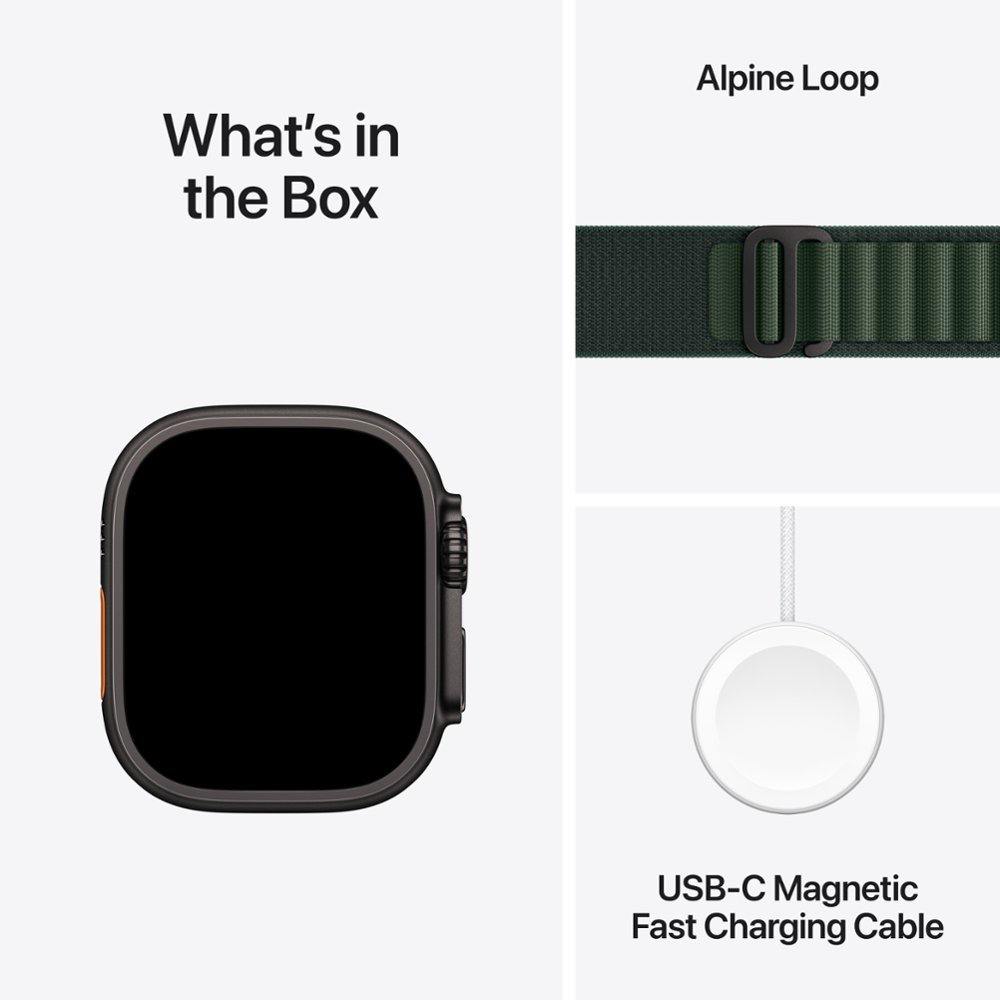 Умные часы Apple Watch Ultra 2 GPS + Cellular, 49mm Black Titanium Case with Dark Green Alpine Loop - Medium
