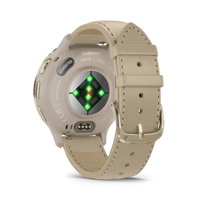 Умные часы Garmin Venu 3S Soft gold stainless steel bezel with French grey case and leather band (010-02785-55)