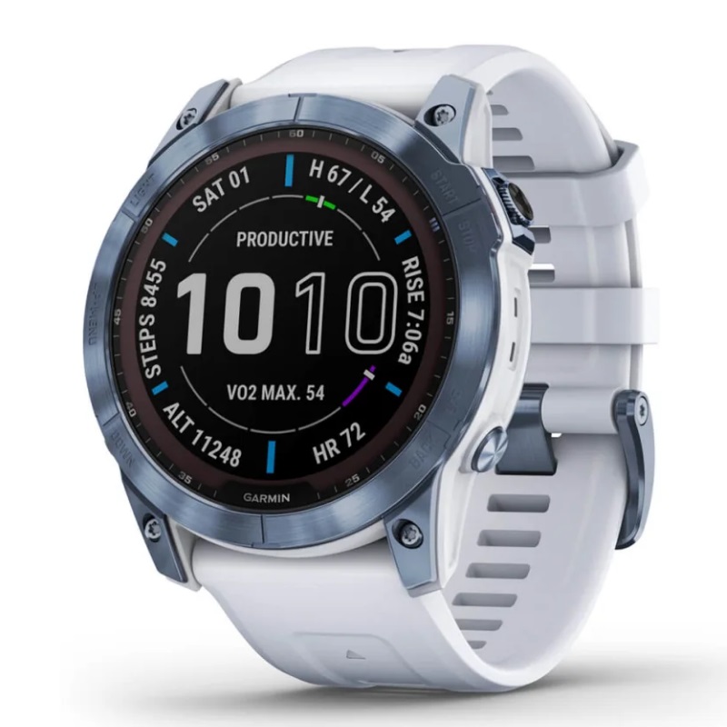 Умные часы Garmin fenix 7X – Sapphire Solar Edition Mineral Blue DLC Titanium with Whitestone Band (010-02541-15)