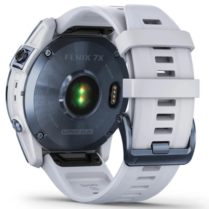 Умные часы Garmin fenix 7X – Sapphire Solar Edition Mineral Blue DLC Titanium with Whitestone Band (010-02541-15)