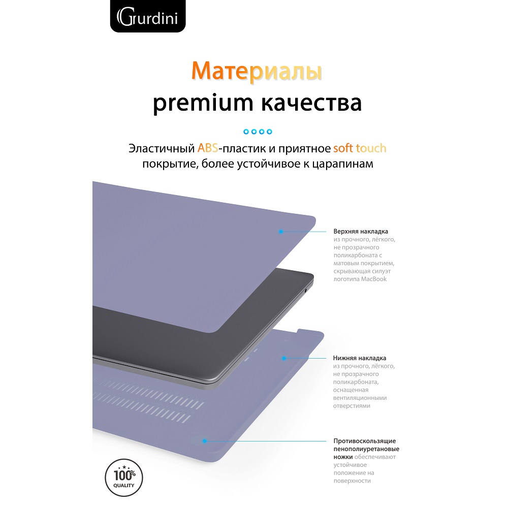 Чехол-накладка Gurdini HardShell Case Matte Lavender для Apple MacBook Air 13.6 2022