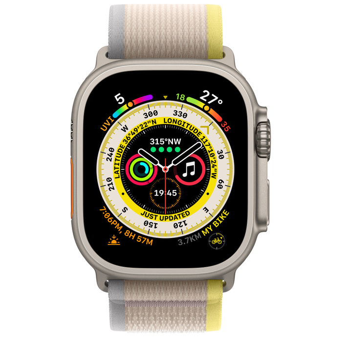 Умные часы Apple Watch Ultra 49 мм Titanium Case Trail Loop Yellow/Beige M/L