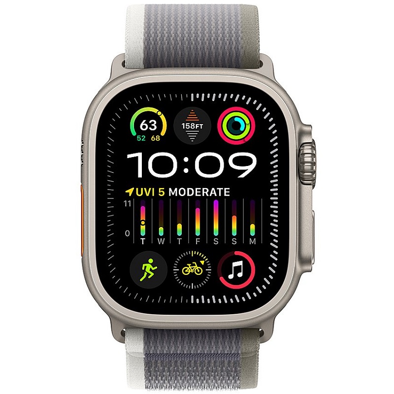Умные часы Apple Watch Ultra 2 GPS + Cellular, 49mm Titanium Case with Green/Grey Trail Loop - S/M