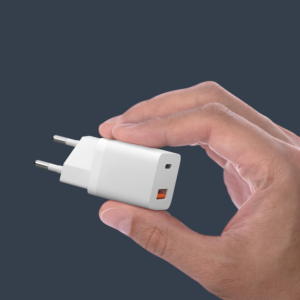Сетевое зарядное устройство Deppa GaN Wall Charger USB + Type-C Power Delivery+QC 3.0 20Вт (11410) White