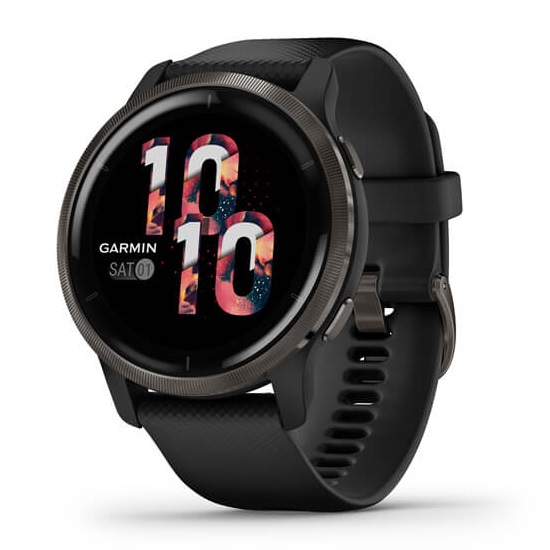 Умные часы Garmin Venu 2 Slate Stainless Steel Bezel with Black Case and Silicone Band (010-02430-11)