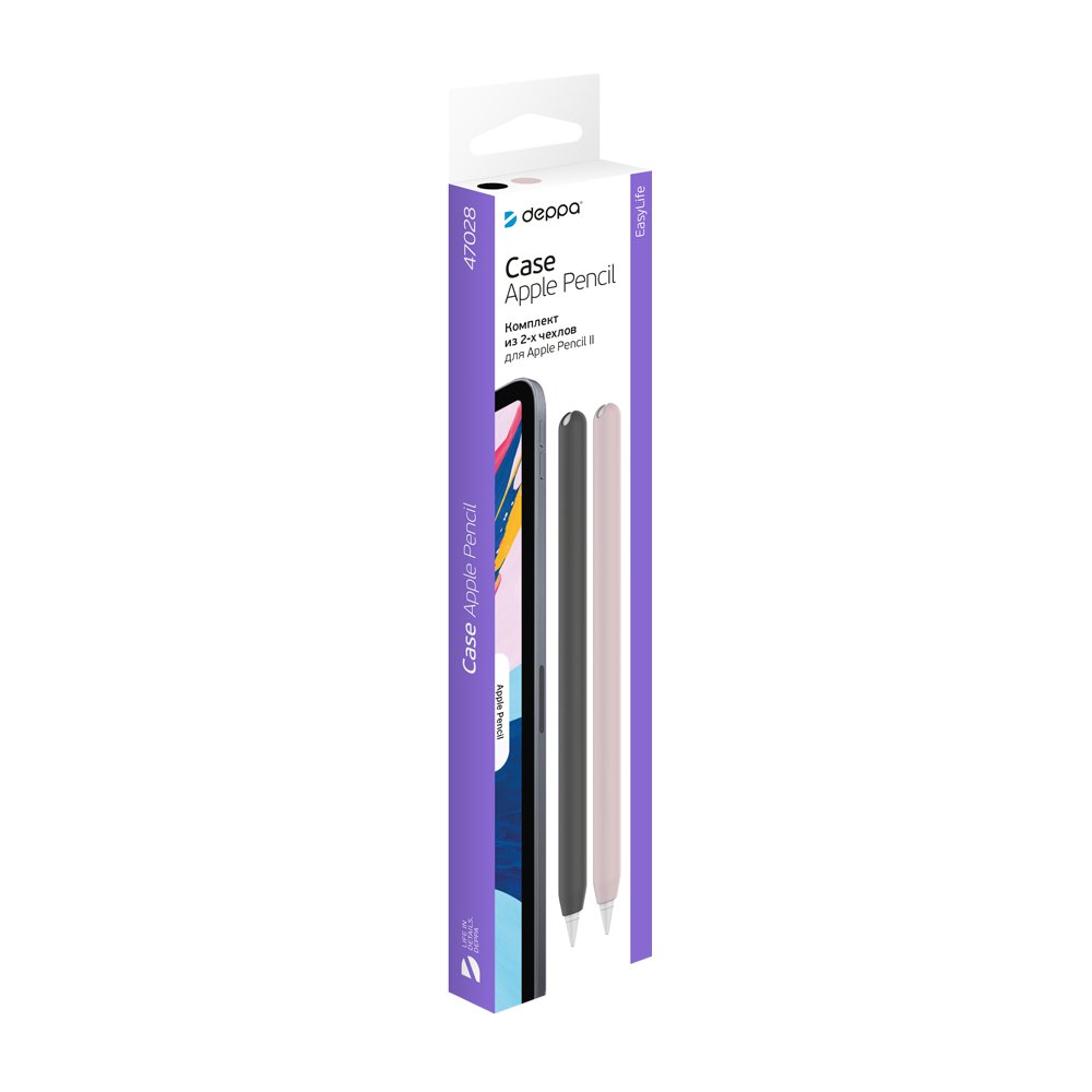 Комплект чехлов Deppa Black/Pink для стилуса Apple Pencil 2 (47028)