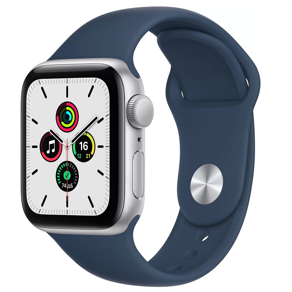 Часы Apple Watch Series SE GPS 40mm Aluminum Case with Sport Band (MKNY3) (Silver Aluminum Case with Abyss Blue Sport Band)