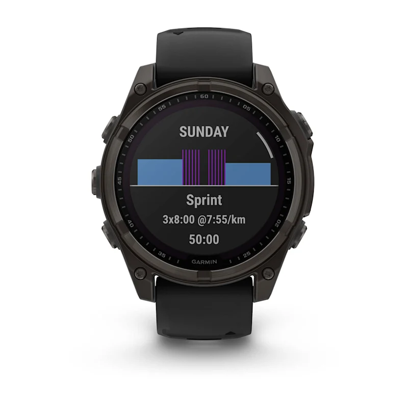 Умные часы Garmin fenix 8 – 47 mm Solar Sapphire carbon gray DLC titanium with black/pebble gray silicone (010-02906-11)