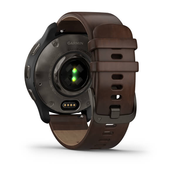 Умные часы Garmin Venu 2 Plus Slate Stainless Steel Bezel With Slate Case And Brown Leather Band (010-02496-15)