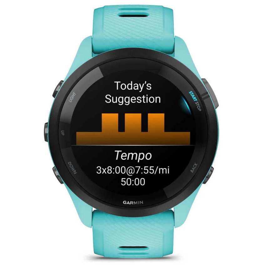 Умные часы Garmin Forerunner 265 Black Bezel with Aqua Case and Aqua/Black Silicone Band (010-02810-12)