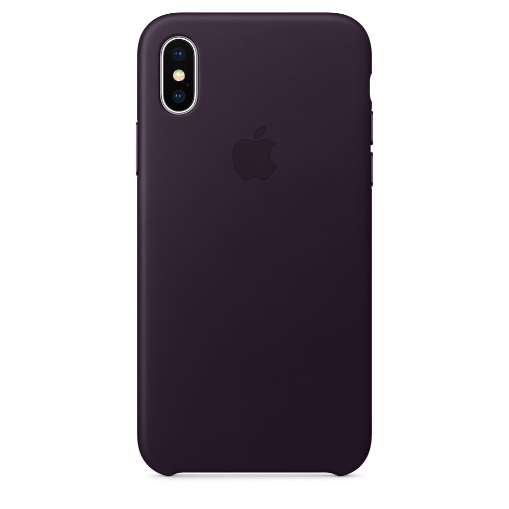 Кожаный чехол Apple iPhone X Leather Case - Dark Aubergine (MQTG2ZM/A) для iPhone X
