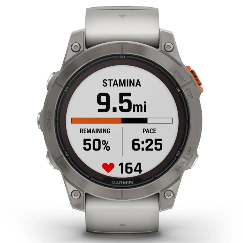 Умные часы Garmin fenix 7 Pro – Sapphire Solar Edition Titanium with Fog Gray/Ember Orange Band (010-02777-21)