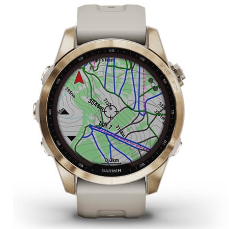 Умные часы Garmin fenix 7S – Sapphire Solar Edition Cream Gold Titanium with Light Sand Band (010-02539-21)