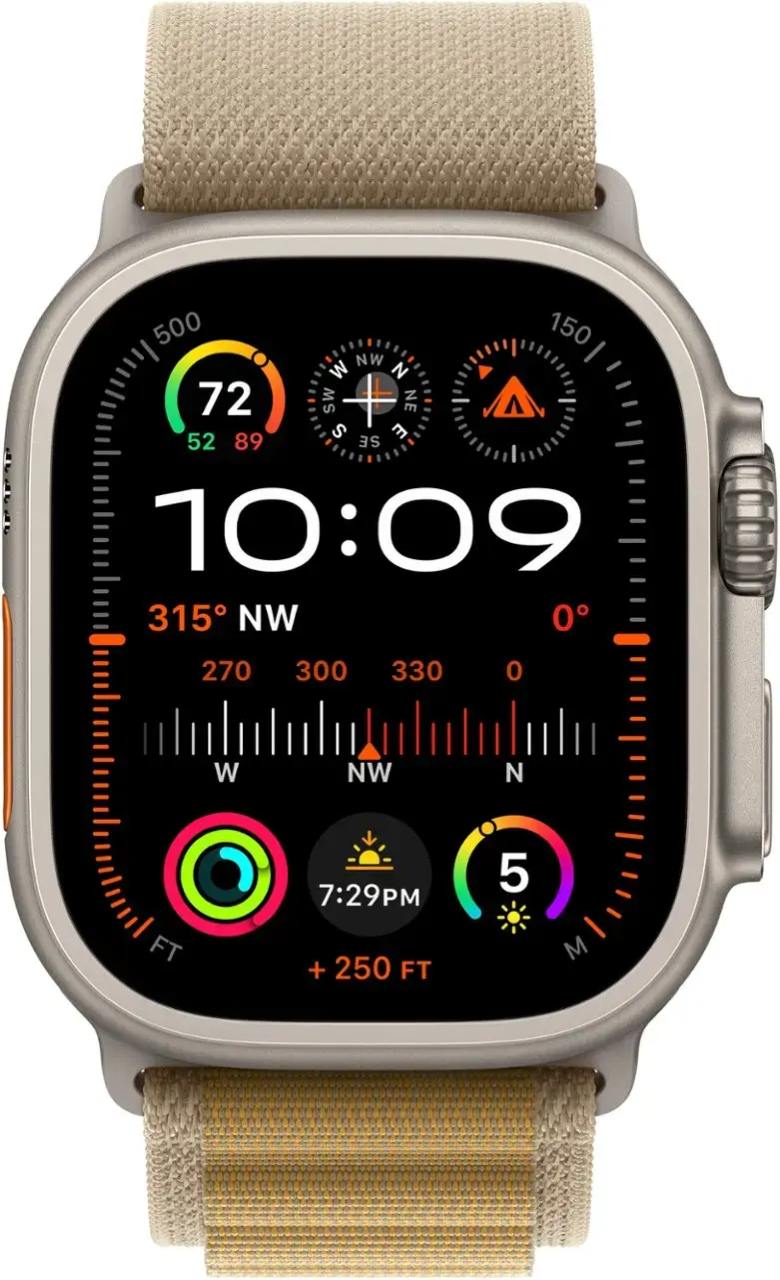 Умные часы Apple Watch Ultra 2 GPS + Cellular, 49mm Natural Titanium Case with Tan Alpine Loop - Medium