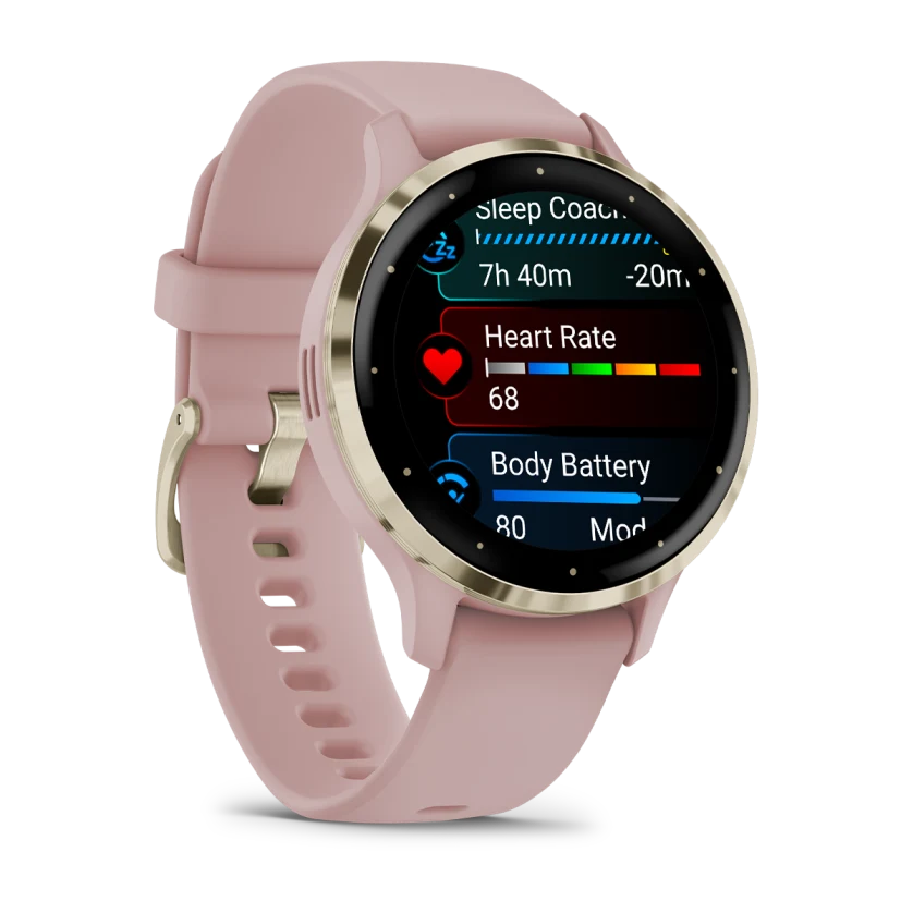 Умные часы Garmin Venu 3S Soft gold stainless steel bezel with dust rose case and silicone band (010-02785-03)