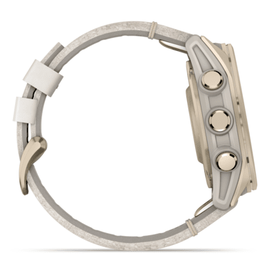 Умные часы Garmin fenix 8 – 43 mm AMOLED Sapphire soft gold stainless steel with a fog gray leather band (010-02903-40)