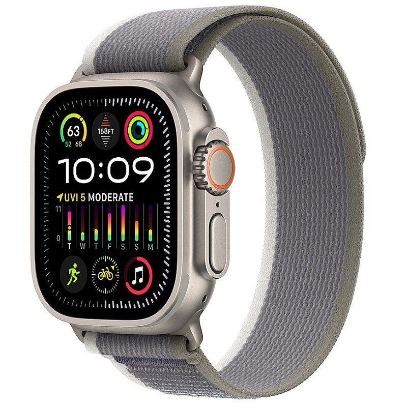 Умные часы Apple Watch Ultra 2 GPS + Cellular, 49mm Titanium Case with Green/Grey Trail Loop - M/L