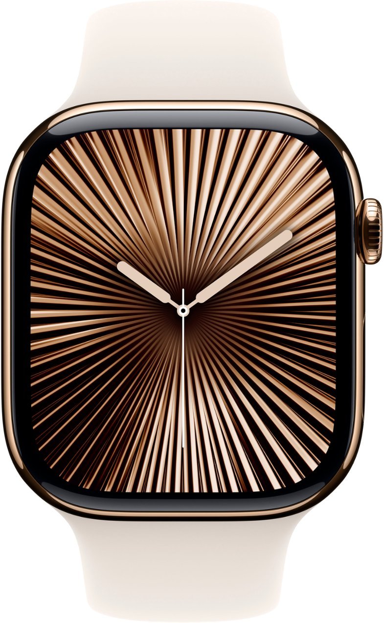 Умные часы Apple Watch Series 10 GPS + Cellular, 46mm Gold Titanium Case with Starlight Sport Band - M/L
