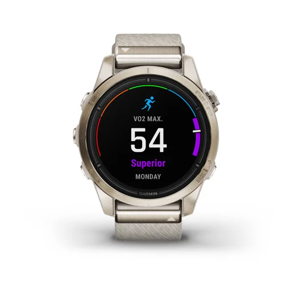 Умные часы Garmin epix Pro (Gen 2) – Sapphire Edition - 42 mm Soft Gold with Cream Heathered Nylon Band (010-02802-20)