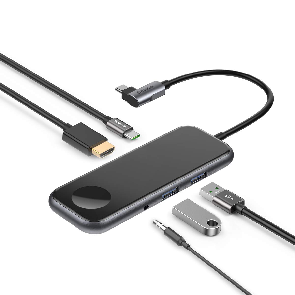 USB-концентратор Baseus Mirror Series Multifunctional HUB (CAHUB-AZ0G) с зарядным устройством для Apple Watch для Macbook