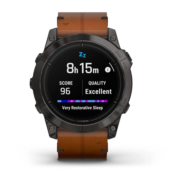 Умные часы Garmin epix Pro (Gen 2) – Sapphire Edition - 51 mm Carbon Grey DLC Titanium with Chestnut Leather Band (010-02804-30)