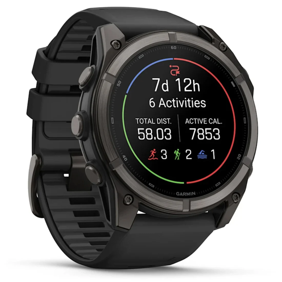 Умные часы Garmin fenix 9 - 51 mm Carbon Gray DLC Titanium with Black/Pebble Grey Silicone Band (010-04763-11)