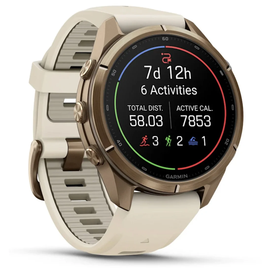Умные часы Garmin fenix 9 Pro - 43 mm inReach Autumn Gold Titanium with Cream/French Grey Silicone Band (010-04335-21)