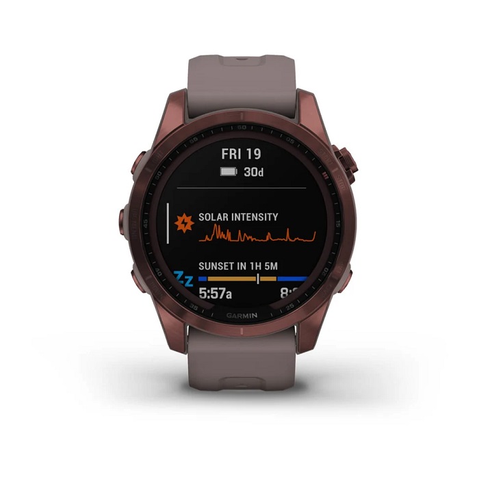 Умные часы Garmin fenix 7S – Sapphire Solar Edition Dark Bronze Titanium with Shale Grey Band (010-02539-29)