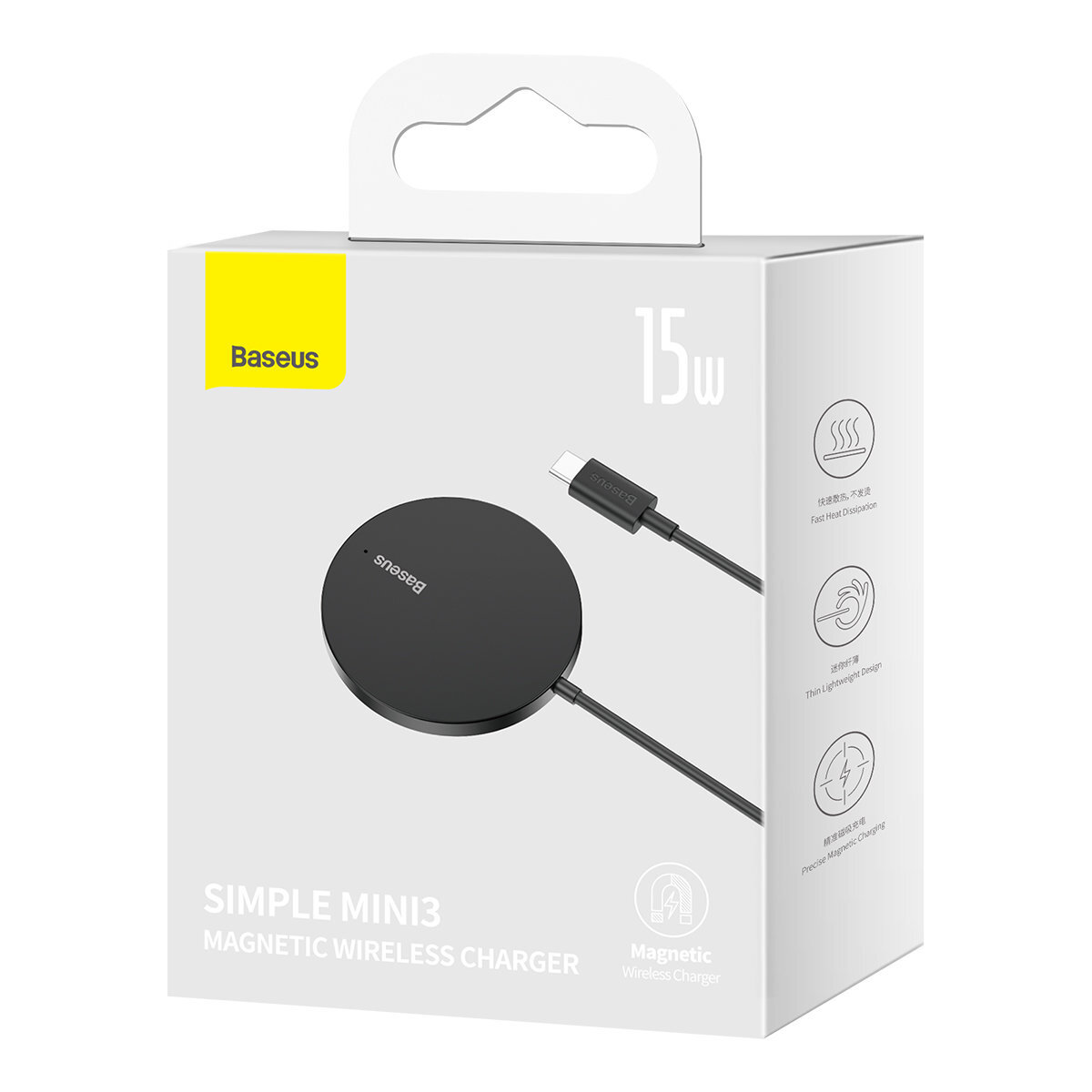 Беспроводное зарядное устройство Baseus Simple Mini3 Magnetic MagSafe Qi 15W Black