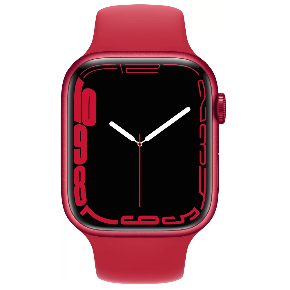 Часы Apple Watch Series 7 GPS 45mm Aluminum Case with Sport Band (MKN93) ((PRODUCT)RED Aluminium Case with Red Sport Band)