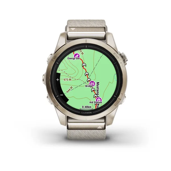 Умные часы Garmin epix Pro (Gen 2) – Sapphire Edition - 42 mm Soft Gold with Cream Heathered Nylon Band (010-02802-20)