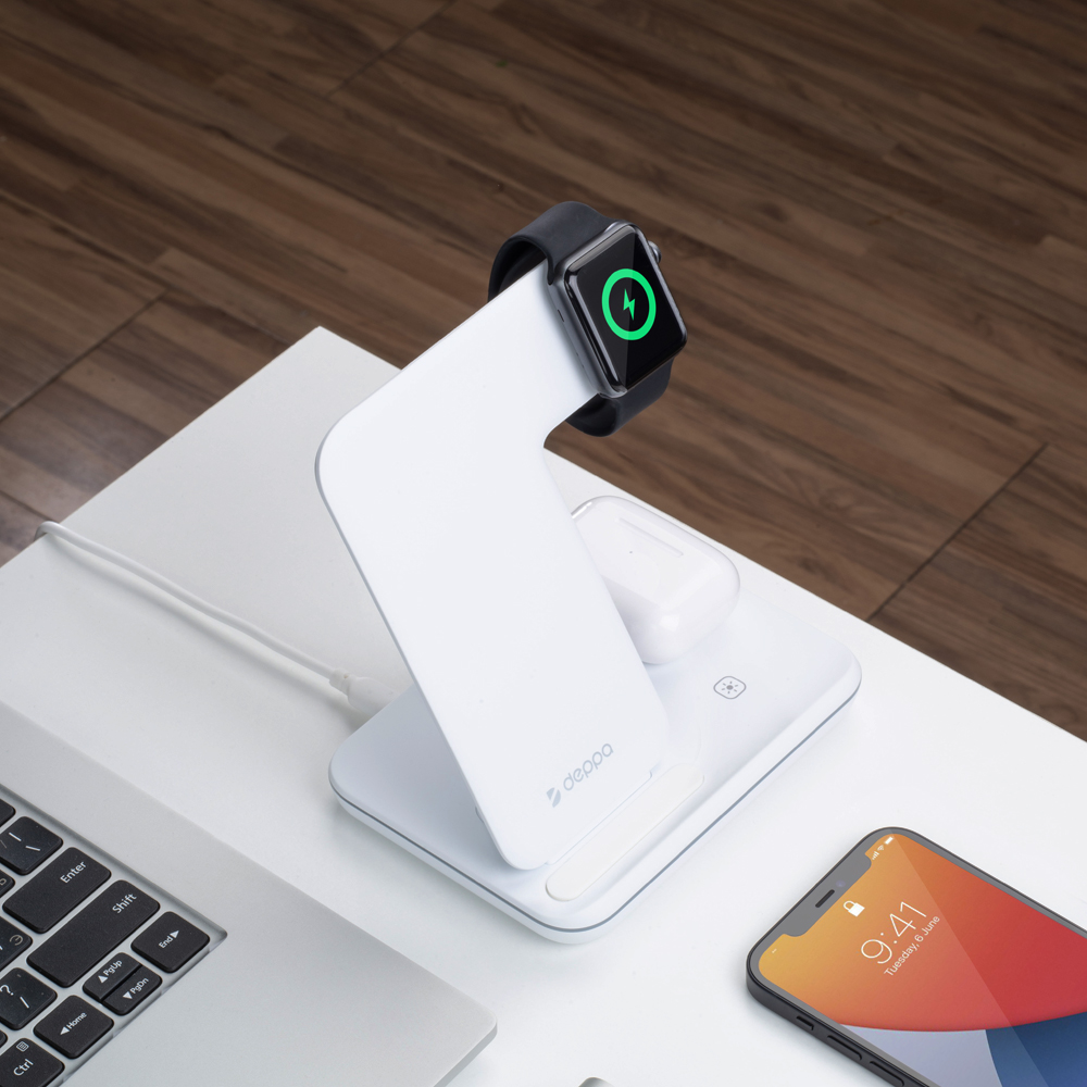 Беспроводное зарядное устройство Deppa Charging Stand Neo 3 в 1 (24017) для Apple iPhone/ Watch/AirPods/ 20W/ White