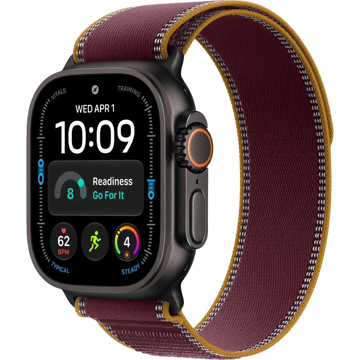 Умные часы Apple Watch Ultra 4 GPS + Cellular, 49mm Black Titanium Case with Burgundy Trail Loop - M/L