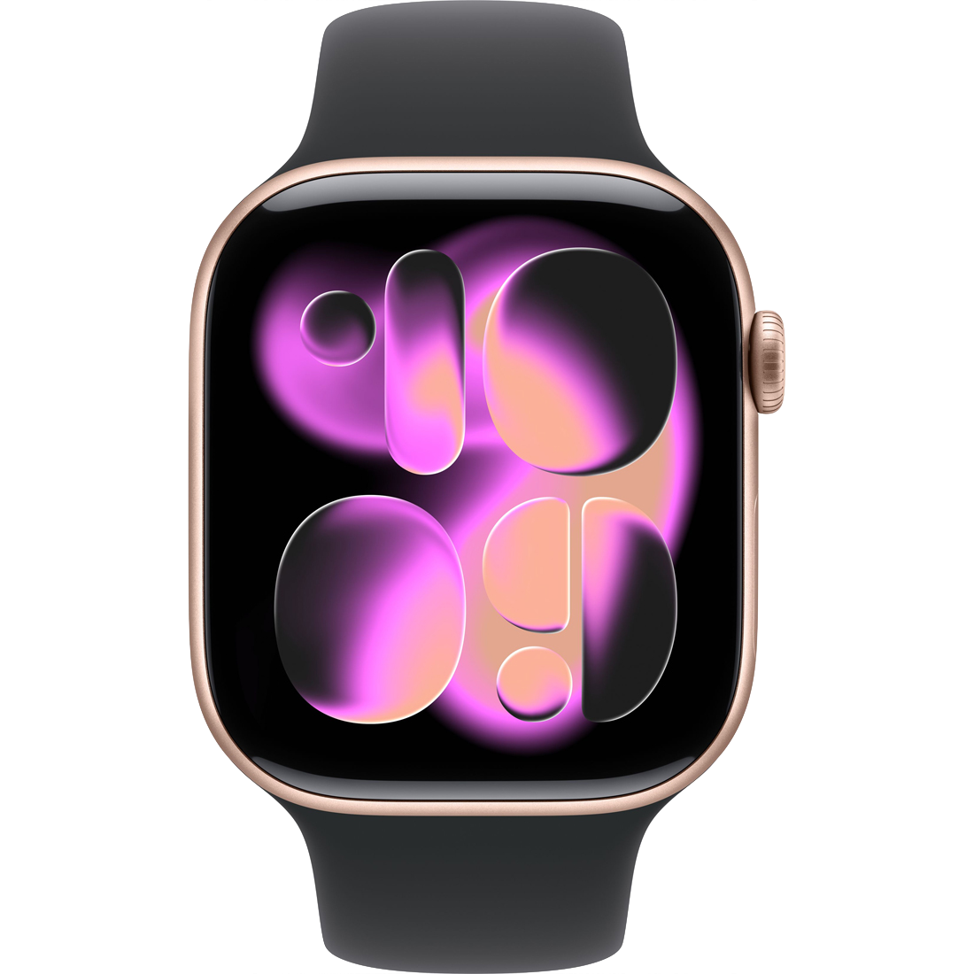 Умные часы Apple Watch Series 11 GPS, 46mm Rose Gold Aluminum Case with Black Sport Band - S/M