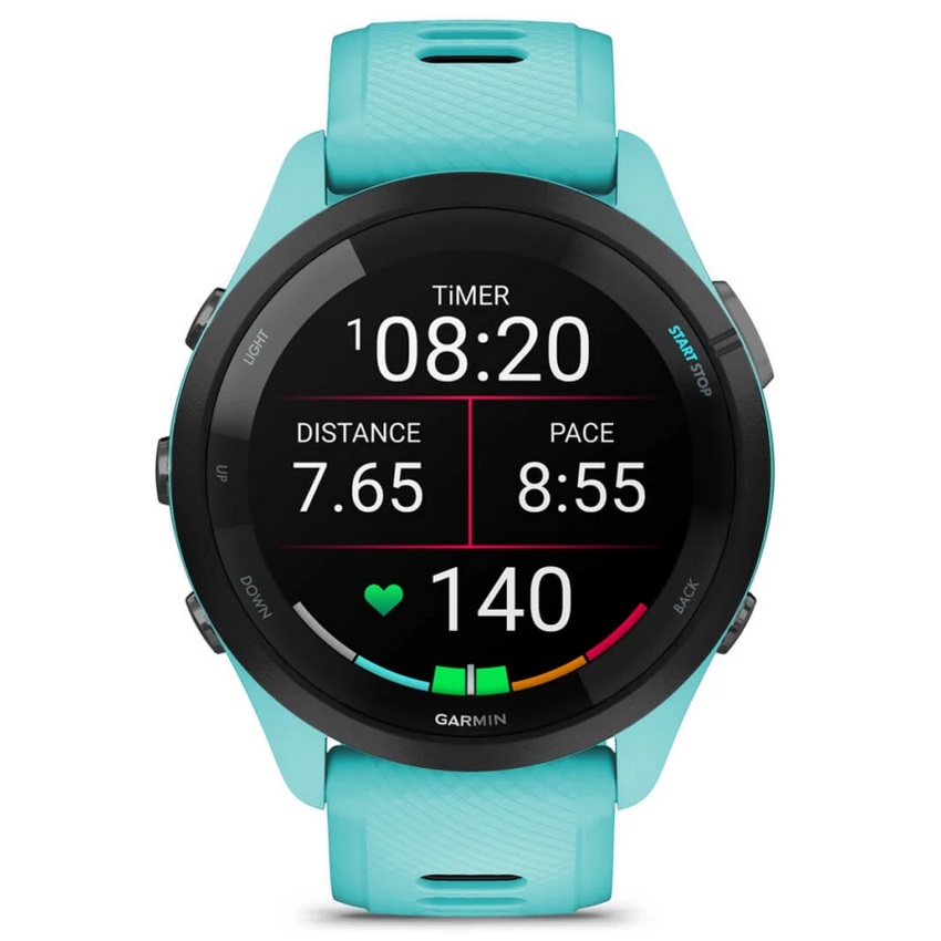 Умные часы Garmin Forerunner 265 Black Bezel with Aqua Case and Aqua/Black Silicone Band (010-02810-12)