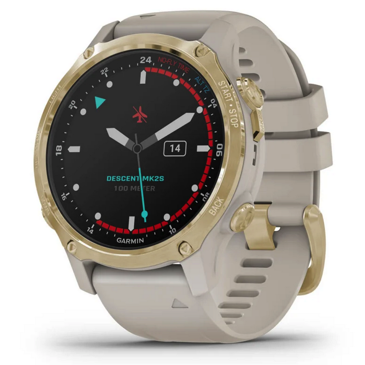 Умные часы Garmin Descent Mk2S Light Gold with Light Sand Silicone Band (010-02403-01)